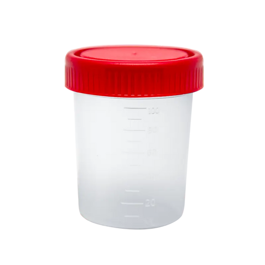 Vaso Recolector Estéril 100 ml Tapa Roja